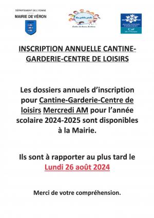 INSCRIPTIONS CANTINE ET PERISCOLAIRE 2024-2025